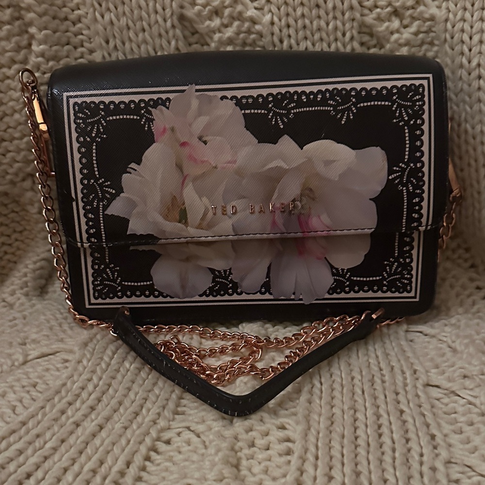 Ted Baker Black Crossbody Bag with Floral Accent